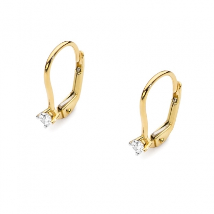 Złote kolczyki pr.585 z brylantami 0,14ct na biglu